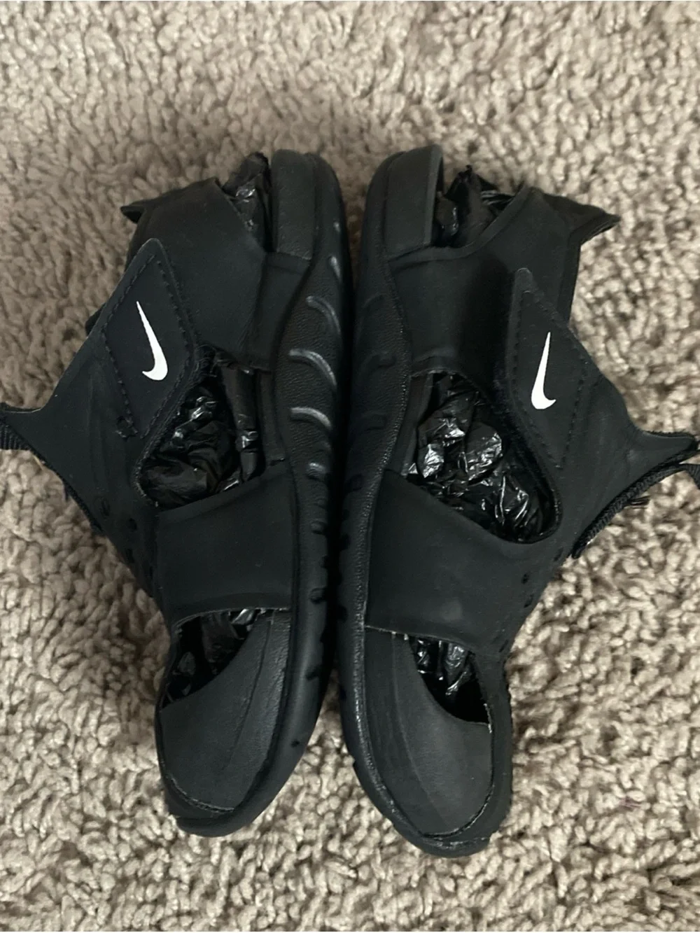 Nike Sunray protect Black Sandals with White Swoosh Accent size 7